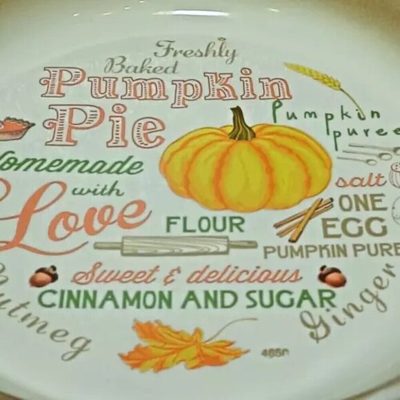 Pumpkin Pie Serving Plate Home Essentials Baking Pan Dish Fall October November - Picture 2 of 6